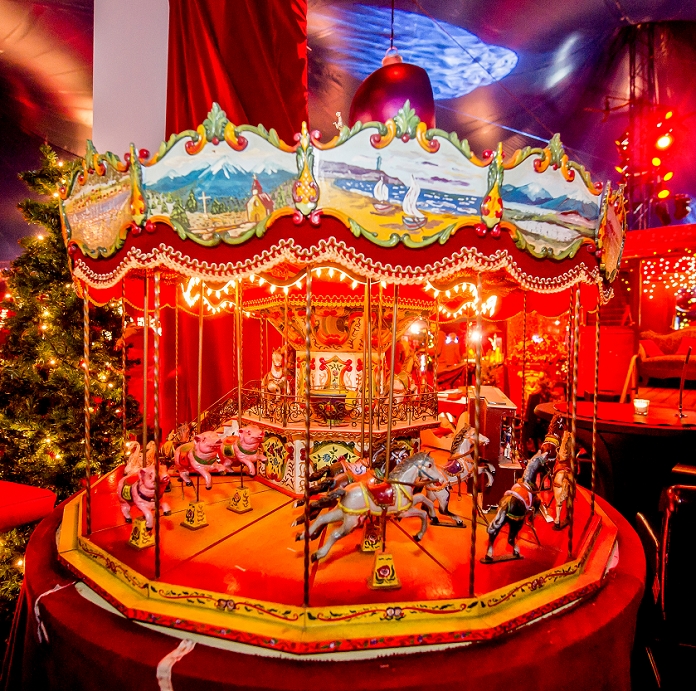 Colorful Christmas horse carousel
