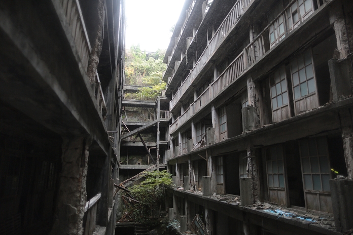 Gunkanjima  Battleship Island   December 11, 2013  A decaying apartment building stands in Hashima island, known as  Gunkanjima   Battleship island  off the coast of Nagasaki Prefecture, Japan, December 11, 2013.  The abandoned island was once populated with over 5000 of people, who were living and working in the coal mining facility.  Photo by Yuriko Nakao AFLO 