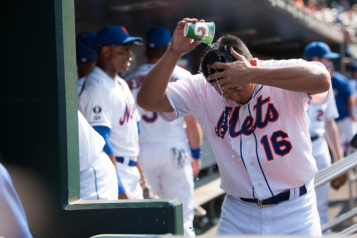 2014 MLB Daisuke Matsuzaka  Mets , JULY 12, 2014   MLB : Daisuke Matsuzaka of the New York Mets cools off in the dugout during a Major League Baseball game at  Photo by Thomas Anderson AFLO   JAPANESE NEWSPAPER OUT 