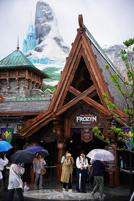 Exterior view of the new  Anna and Elsa s Frozen Journey  attraction shown to the press The exterior of the new  Anna and Elsa s Frozen Journey  attraction unveiled to the press in Urayasu, Chiba Prefecture, Japan, on the afternoon of April 7, 2024.