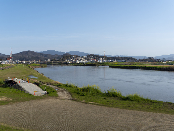 Confluence of Yamato River and Ishikawa River flowing through Osaka