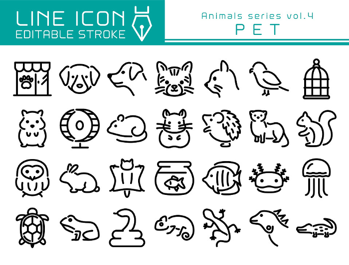 Line Icons Animal Series vol.4 Pet Animals