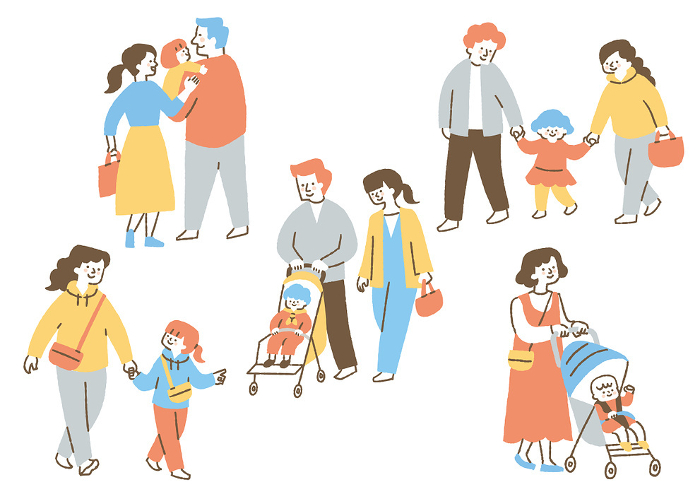 Family set to go out with children_Color