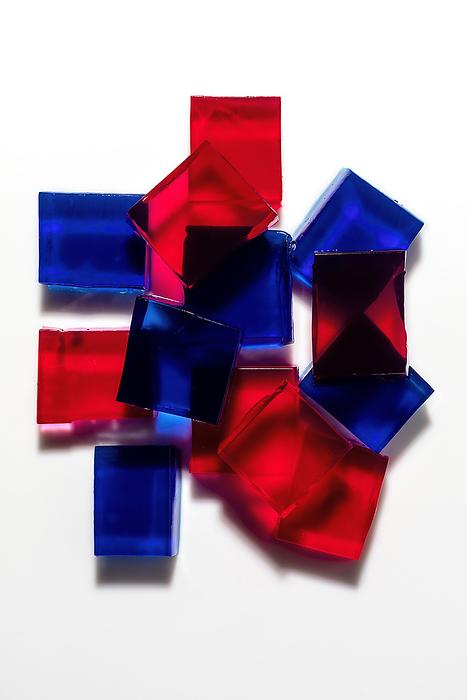 Red and blue jelly cubes
