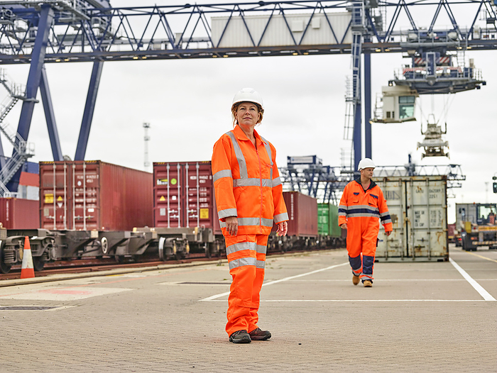 Dock workers at Port of Felixstowe, England