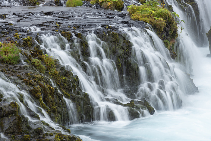 Iceland, Sudurland, Long exposure of Bruarfoss waterfall