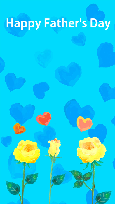 Father's Day yellow roses and blue background vertical
