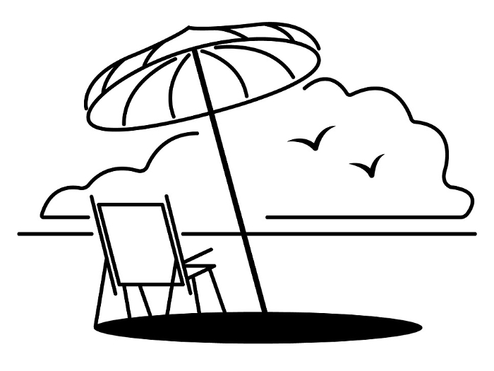 Clip art of seaside with resort image Line drawing