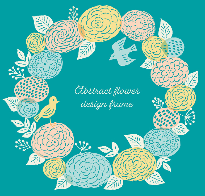 Abstract and stylish flower and bird frame (wreath)
