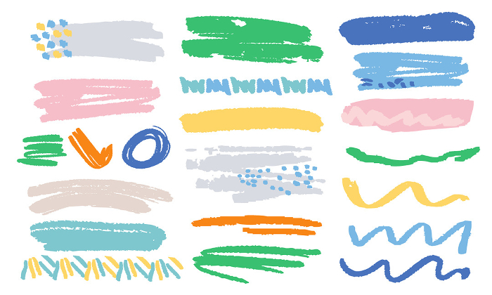 Hand-drawn illustration set with wavy lines and brush lines
