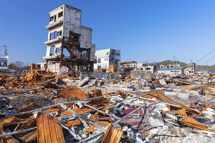 Noto Peninsula Earthquake 2024 A general view of burned debris and buildings in Wajima, Ishikawa, Japan, March 14, 2024. A powerful magnitude 7.6 earthquake hit Japan s Noto Peninsula of Ishikawa Prefecture on New Year s Day, Monday, January 1, 2024.   Photo by MO Photos AFLO 