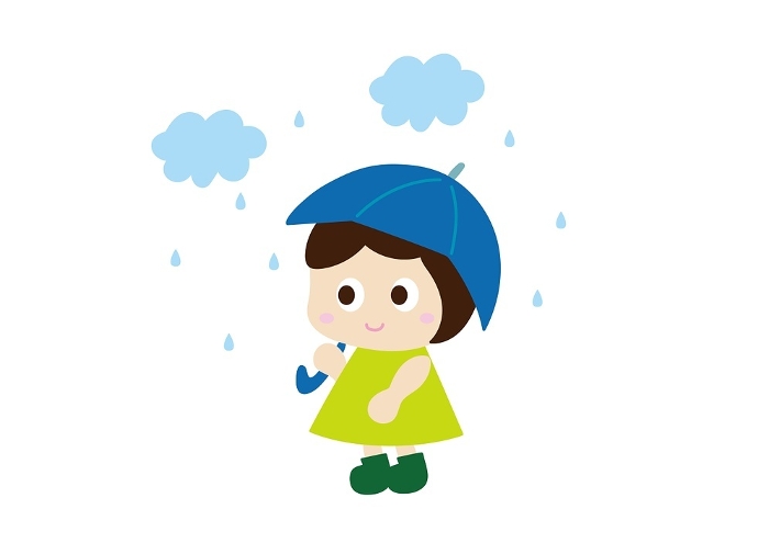 A girl holding an umbrella on a rainy day
