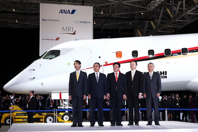 Japan s First Jet Passenger Plane First public showing of the  MRJ Mitsubishi Heavy Industries, Ltd. and its subsidiary Mitsubishi Aircraft Corporation held a rollout ceremony for the Mitsubishi Regional Jet  MRJ , the first domestically produced small jet passenger plane. This is the first domestically produced passenger plane in half a century, since the YS 11, the first propeller driven passenger plane after World War II. The aircraft will undergo further ground tests and is scheduled to make its first flight between April and June 2015, in Toyoyama cho, Aichi Prefecture, on the afternoon of October 18, 2014.