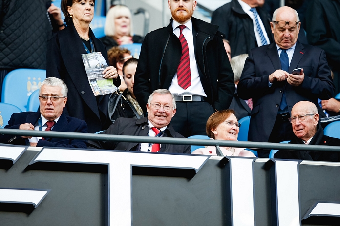Premier League Sir Alex Ferguson, NOVEMBER 2, 2014   Football   Soccer : Former Manchester United manager Sir Alex Ferguson is seen in the grandstand during the Barclays Premier League match between Manchester City and Manchester United at Etihad Stadium in Manchester, England.  Photo by AFLO 