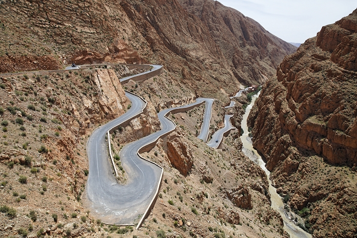 Gulf of Dades, Morocco Morocco, Dades Gorges  road  switch back curves