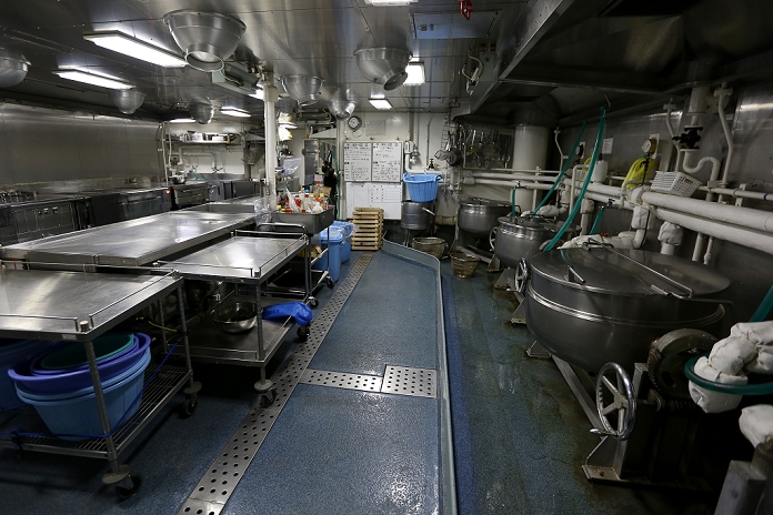 Shirase  observation ship heads for Antarctica Arrives at Showa Station within the year A kitchen inside the Japanese naval icebreaker  Shirase  is seen before leaving Harumi pier in Tokyo, Japan for an Antarctica Observation Activity November 11, 2014.   Photo by Yuriko Nakao  AFLO 