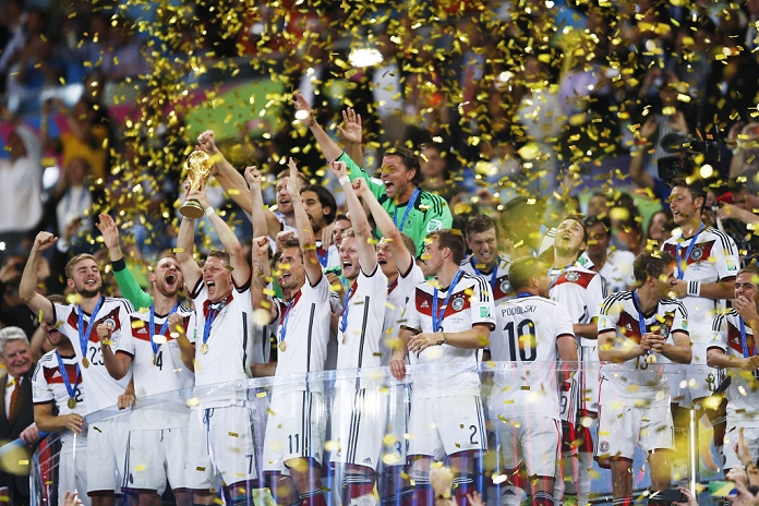2014 FIFA World Cup Final Germany Wins 4th title in 6 tournaments Germany team group  GER , JULY 13, 2014   Football   Soccer : FIFA World Cup Brazil 2014 Final match between Germany 1 0 Argentina at Estadio do Maracana in Rio De Janeiro, Brazil.  Photo by D.Nakashima AFLO 