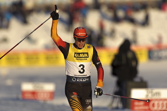 Nordic Combined World Cup Lillehammer Eric Frenzel  GER  DECEMBER 6, 2014   Nordic Combined : Eric Frenzel of Germany celebrates winning the FIS Nordic Combined World Cup Men s Gundersen LH HS138 10.0km in Lillehammer, Norway.  Photo by AFLO 