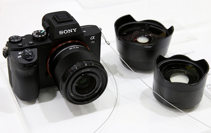  Camera Trade Show  CP   Opens A lineup of the latest models Sony Corp. s a7 II  camera and FE lenses are displayed at the CP 2015  Camera and Imaging Show  in Yokohama, south of Tokyo, February 12, 2015. The show for latest photography and video equipments will run until February 15.  Photo by Takeshi Sumikura AFLO 