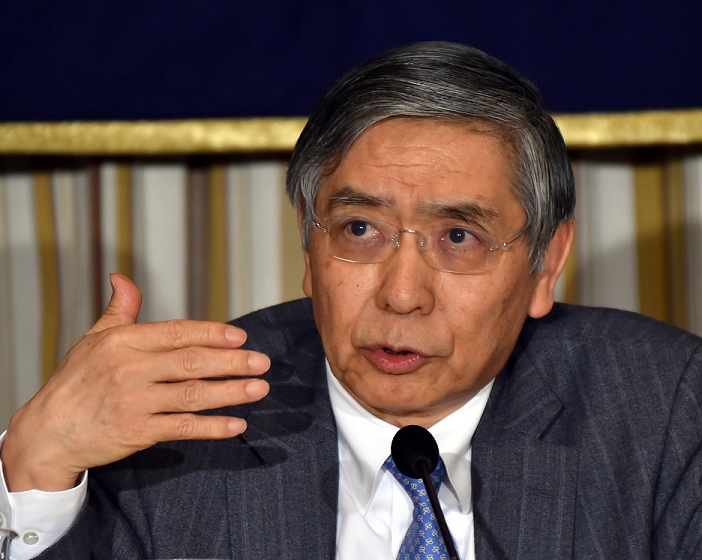 Consumer Price Trends BOJ Governor Kuroda Speaks March 20, 2015, Tokyo, Japan   Gov. Haruhiko Kuroda of Bank of Japan speaks during a news conference at Tokyo s Foreign Correspondents  Club of Japan on Friday, March 20, 2015. The central bank adopted in April 2013 a massive stimulus programme to accelerate inflation to 2 percent in a country that has been mired in deflation for the past decade and a half.   Photo by Natsuki Sakai AFLO  AYF  mis 