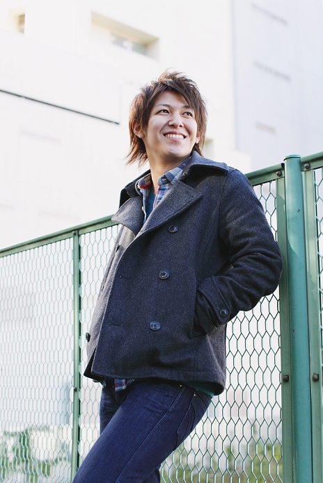 Japanese man in pea coat