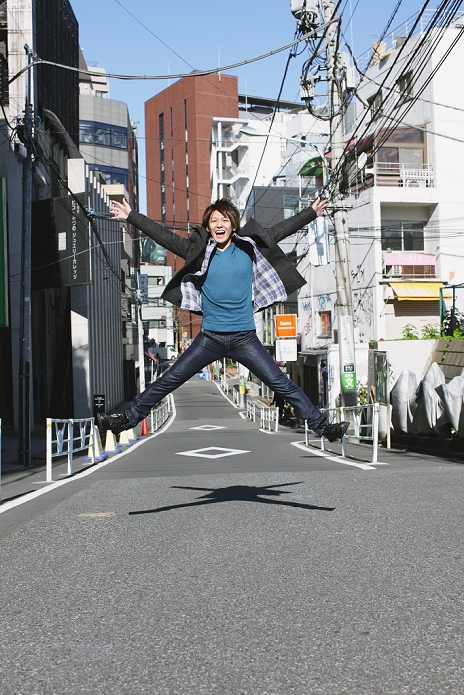 Japanese man jumping