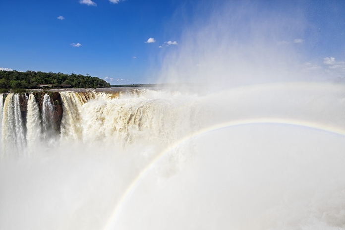 South America, Argentina, Parana, Iguazu National Park, Iguazu Falls, Devil's Throat and rainbow