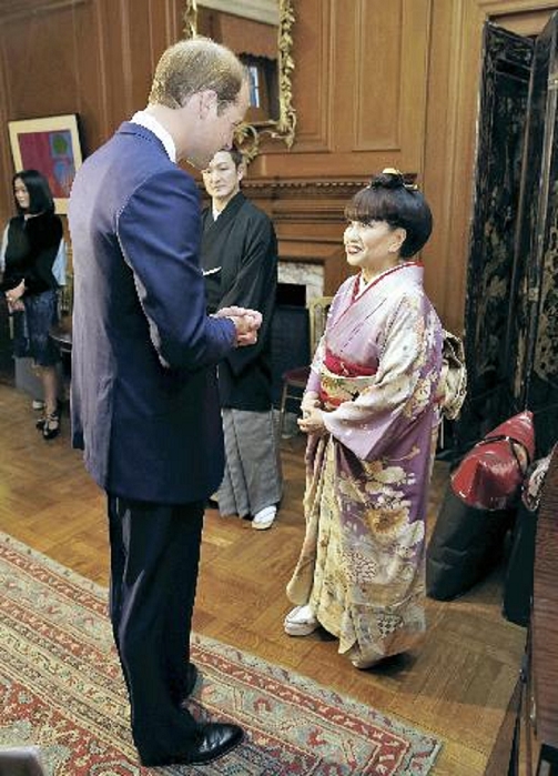  Caution for use Prince William Visits Japan Reception at the British Embassy Britain s Prince William  left  addresses Tetsuko Kuroyanagi  right  at a reception held at the residence of the British Ambassador to Japan. Chiyoda ku, Tokyo  Feb. 27, 2015  photo by representative.
