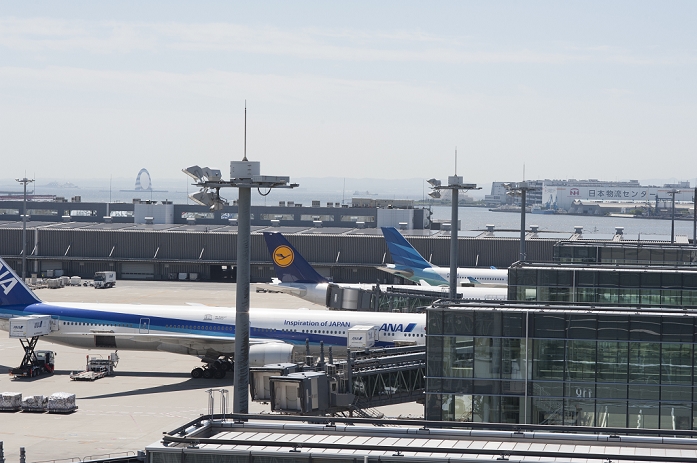 Tokyo International Airport Haneda Airport International Passenger Terminal International Airlines  planes lined up on the tarmac May 2015 Haneda Airport, Ota ku, Tokyo