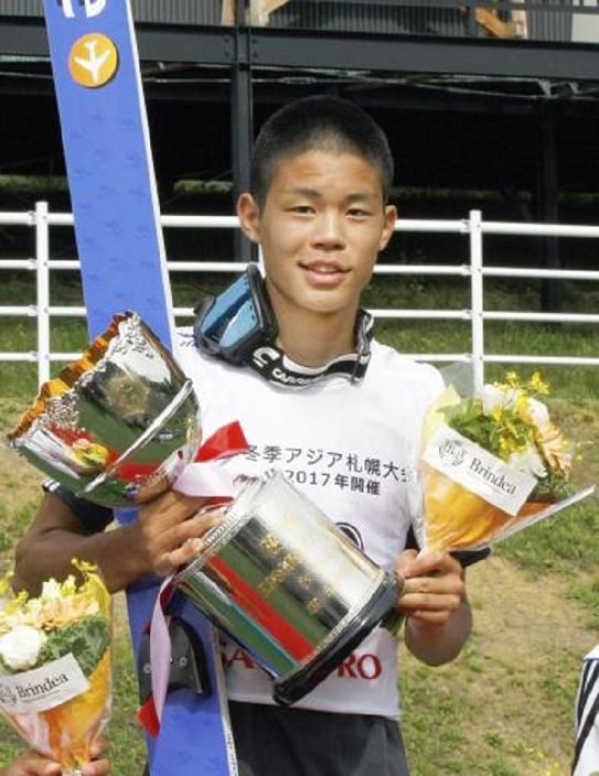 Miyanomori Summer Jump Competition Boys  Group Award Ceremony Masamitsu Ito, AUGUST 1, 2015   Ski Jumping : Nordic skiing at the Sapporo Mayor s Cup Miyanomori Summer Ski Jumping Competition. Masamitsu Ito  Shimokawa Shoko High School  of the boys  team smiles with the winning cup in his hand. Photo taken August 1, 2015 at Miyanomori Ski Jump Stadium, Sapporo.