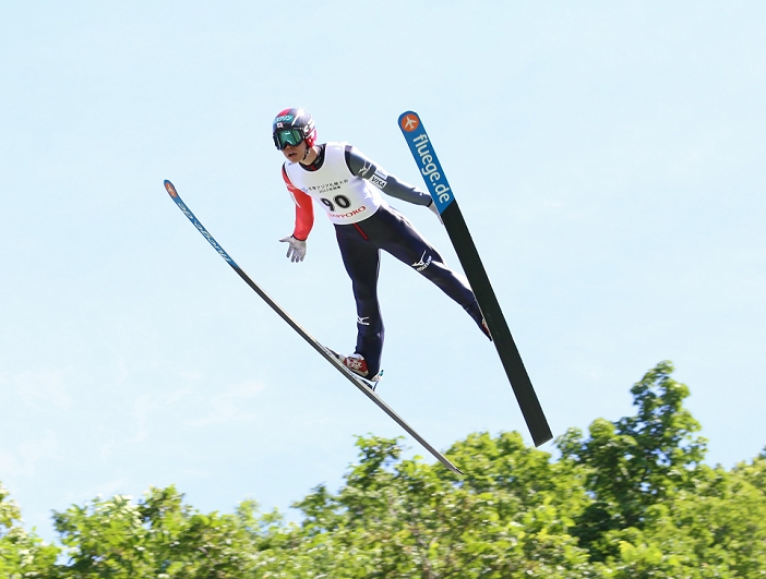 Miyanomori Summer Ski Jumping Competition, Boys Group Masamitsu Ito, AUGUST 1, 2015   Ski Jumping : Masamitsu Ito  Shimokawa Shoko High School , winner of the boys  team, makes a dynamic jump on August 1, 2015 in Sapporo, Japan.