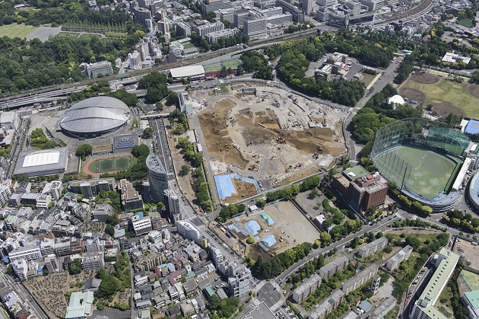 Photographed on March 31, 2015 Demolition of the National Stadium  planned site of the Tokyo Olympics  The landscape may have changed due to the demolition of the National Stadium. 
