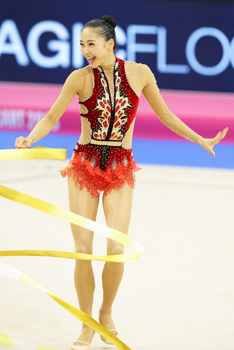 2015 Rhythmic Gymnastics World Championships Team Events Ribbon Finals Airi Hatakeyama Airi Hatakeyama  JPN , SEPTEMBER 13, 2015   Rhythmic Gymnastics : Airi Hatakeyama of Japan competes during the Groups Apparatus Final of the Rhythmic Gymnastics World Championships at the Porsche Arena in Stuttgart, Germany.  Photo by AFLO   2268 .