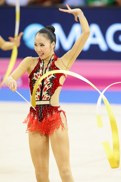 2015 Rhythmic Gymnastics World Championships Team Events Ribbon Finals Sayuri Sugimoto  JPN , SEPTEMBER 13, 2015   Rhythmic Gymnastics : Sayuri Sugimoto of Japan competes during the Groups Apparatus Final of the Rhythmic Gymnastics World Championships at the Porsche Arena in Stuttgart, Germany.  Photo by AFLO   2268 .