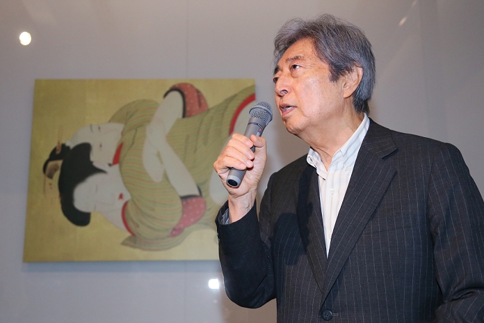 Japan s First Full Scale Shunga Exhibition Opening at Eiseibunko Morihiro Hosokawa, former Prime Minister of Japan and chairman of the Eisei Bunko Museum attends a preview for a special exhibition of Shunga, Japanese erotic art, at the Eisei Bunko Museum on September 18th, 2015 in Tokyo, Japan. Shunga was particularly popular in the 18th and 19th century Japan, and although Shunga comes from Japan this is one of the first major exhibitions of the style to be held here in recent years. The exhibition runs from September 19 to December 23rd, 2015.  Photo by Yohei Osada AFLO 