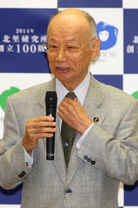 Nobel Prize in Physiology or Medicine Satoshi Omura press conference Nobel prize laureate Satoshi Omura of Japan, 80, speaks during a news conference at Kitasato University in Tokyo on Monday, October 5, 2015. Japanese microbiologist Omura won the 2015 Nobel Prize in Physiology or Medicine along with two other scientists  for their discoveries concerning a novel therapy against infections caused by roundworm parasites .  Photo by AFLO 