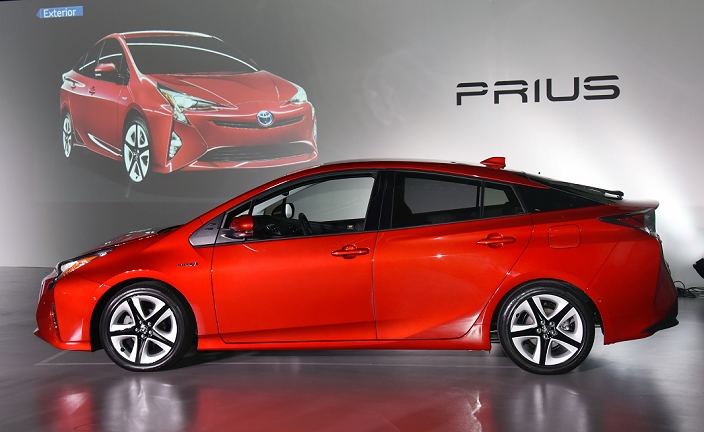 New Prius Debut in Japan Achieved fuel economy of 40 kilometers per liter October 13, 2015, Tokyo, Japan   Japan s Toyota Motor Corp. unveils the next generation 2016 Prius hybrid at its Mega Web showroom in Tokyo The flashy fourth generation new Prius adds another 10  to its already impressive fuel economy rating to 40km per liter.  Photo by Natsuki Sakai AFLO  AYF  mis 