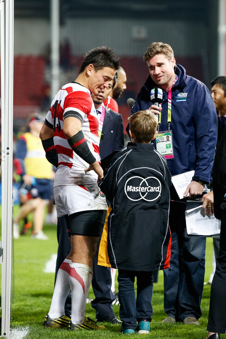 2015 Rugby World Cup Ayumu Goromaru  JPN , OCTOBER 11, 2015   Rugby : Ayumu Goromaru of Japan sheds a tear while answering to an interview at the end of the 2015 Rugby World Cup Pool B match between United States and Japan at Kingsholm Stadium in Gloucester, England.