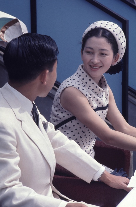 Crown Prince Akihito and his wife  1967  The Crown Prince and Princess watching the games at the Universiade in Tokyo The Crown Prince and Princess watching the games at the Universiade in Tokyo  Their Majesties the Emperor and Empress of Japan in the Heisei era  in Tokyo in 1967, photographed by a member of the Publication Photography Department, published by the Mainichi Newspapers,  Empress Michiko: Memories of 35 Years, 1959 1994 , page 85.  1994  on page 85, Japan   Tokyo   Photographed in 1967