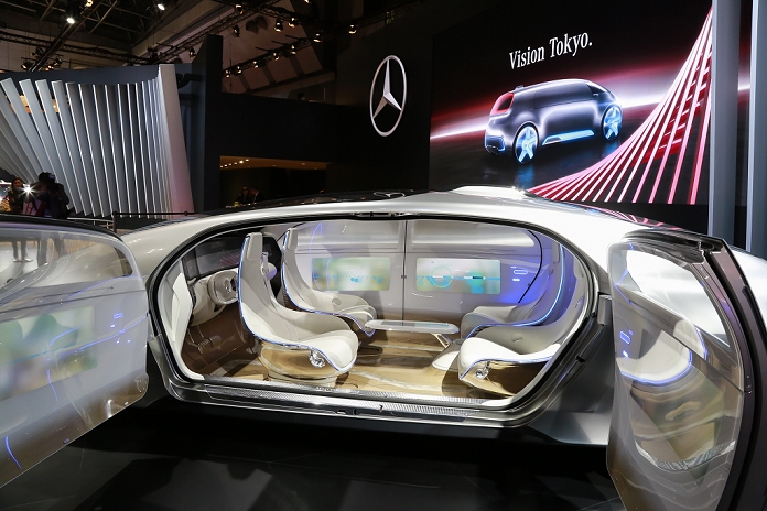 Tokyo Motor Show 2015 Cars on display to the press The new Mercedes Benz F015 Luxury in Motion car on display during the 44th Tokyo Motor Show 2015 in Tokyo Big Sight on October 28, 2015, Tokyo, Japan. The Show will be open to the public from October 30 to November 8.  Photo by Rodrigo Reyes Marin AFLO 