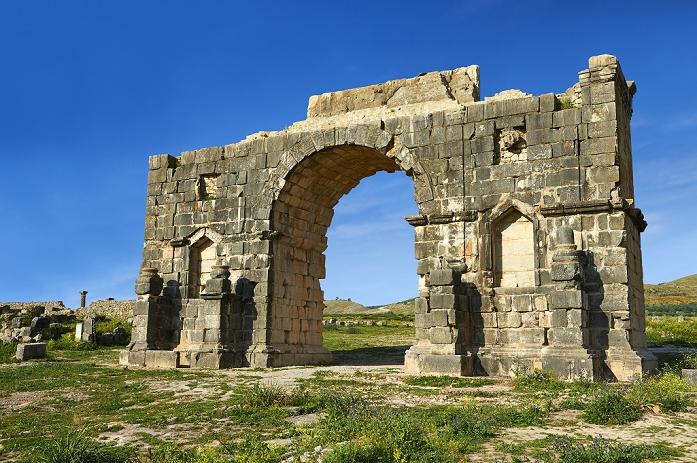 The Arch of Caracalla, archaeological site, Volubilis, UNESCO World Heritage Site, near Meknes, Morocco, Africa , Photo by Paul Williams - Funkystock