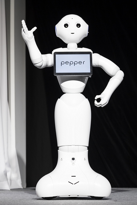 Humanoid Robot Pepper SB introduces examples of corporate use SoftBank s humanoid robot Pepper appears during a press conference on January 27, 2016, Tokyo, Japan. Fumihide Tomizawa, chief executive officer of SoftBank Robotics announced plans to open a new app store where customers can download robot Pepper applications to allow it to do specific jobs. From February 22nd over 500 companies where the robot is already working will be able to download Pepper apps to help their business. SoftBank also plans to introduce the robot into 2000 of its own stores by the end of February 2016, and to open a new phone store staffed entirely by Peppers. After the press conference SoftBank showed how companies such as Nestle, Nissan, Sumo, and Mizuho have used Pepper to help serve their customers. The robot is commercially available for 198,000 yen   1,672 USD  although production runs to date have all sold out. Companies may also rent it for 55,000 yen  464,55 USD  per month.  Photo by Rodrigo Reyes Marin AFLO 