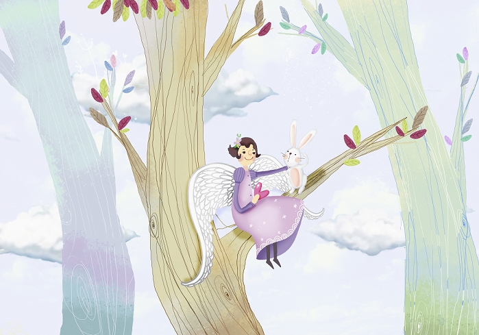 Angel sitting in a tree illustration of angel sitting on a branch