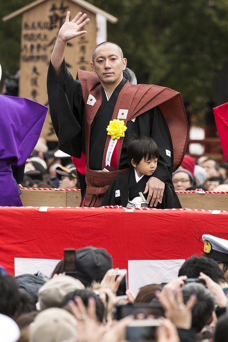  Caution for use Setsubun events in various parts of Japan Annual bean throwing at Shinsho ji Temple Kabuki actor Ichikawa Ebizo XI with his son attend a Setsubun festival at Naritasan Shinshoji Temple on February 3, 2016, in Chiba, Japan. Setsubun is an annual Japanese festival celebrated on February 3rd and marks the day before the beginning of Spring. Celebrations involve throwing soybeans  known as mamemaki  out of the house to protect against evil spirits and into the house to invite good fortune. In many Japanese families one member will wear an ogre mask whilst others throw beans at him or her. The celebration at Naritasan Shinshoji Temple is one of the biggest in Japan and organizers this year expect over 50,000 people to attend the event. Each year famous sumo wrestlers and actors are also invited to participate in throwing the beans.  Photo by Rodrigo Reyes Marin AFLO 