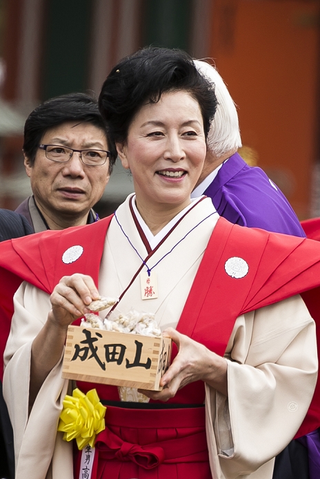  Caution for use Setsubun events in various parts of Japan Annual bean throwing at Shinsho ji Temple Japanese actress Atsuko Takahata throws beans during a Setsubun festival at Naritasan Shinshoji Temple on February 3, 2016, in Chiba, Japan. Setsubun is an annual Japanese festival celebrated on February 3rd and marks the day before the beginning of Spring. Celebrations involve throwing soybeans  known as mamemaki  out of the house to protect against evil spirits and into the house to invite good fortune. In many Japanese families one member will wear an ogre mask whilst others throw beans at him or her. The celebration at Naritasan Shinshoji Temple is one of the biggest in Japan and organizers this year expect over 50,000 people to attend the event. Each year famous sumo wrestlers and actors are also invited to participate in throwing the beans.  Photo by Rodrigo Reyes Marin AFLO 