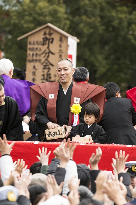  Caution for use Setsubun events in various parts of Japan Annual bean throwing at Shinsho ji Temple Kabuki actor Ichikawa Ebizo XI with his son throw beans during a Setsubun festival at Naritasan Shinshoji Temple on February 3, 2016, in Chiba, Japan. Setsubun is an annual Japanese festival celebrated on February 3rd and marks the day before the beginning of Spring. Celebrations involve throwing soybeans  known as mamemaki  out of the house to protect against evil spirits and into the house to invite good fortune. In many Japanese families one member will wear an ogre mask whilst others throw beans at him or her. The celebration at Naritasan Shinshoji Temple is one of the biggest in Japan and organizers this year expect over 50,000 people to attend the event. Each year famous sumo wrestlers and actors are also invited to participate in throwing the beans.  Photo by Rodrigo Reyes Marin AFLO 