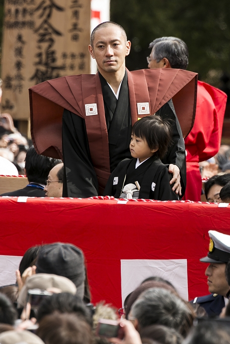  Caution for use Setsubun events in various parts of Japan Annual bean throwing at Shinsho ji Temple Kabuki actor Ichikawa Ebizo XI attends a Setsubun festival with his son at Naritasan Shinshoji Temple on February 3, 2016, in Chiba, Japan. Setsubun is an annual Japanese festival celebrated on February 3rd and marks the day before the beginning of Spring. Celebrations involve throwing soybeans  known as mamemaki  out of the house to protect against evil spirits and into the house to invite good fortune. In many Japanese families one member will wear an ogre mask whilst others throw beans at him or her. The celebration at Naritasan Shinshoji Temple is one of the biggest in Japan and organizers this year expect over 50,000 people to attend the event. Each year famous sumo wrestlers and actors are also invited to participate in throwing the beans.  Photo by Rodrigo Reyes Marin AFLO 