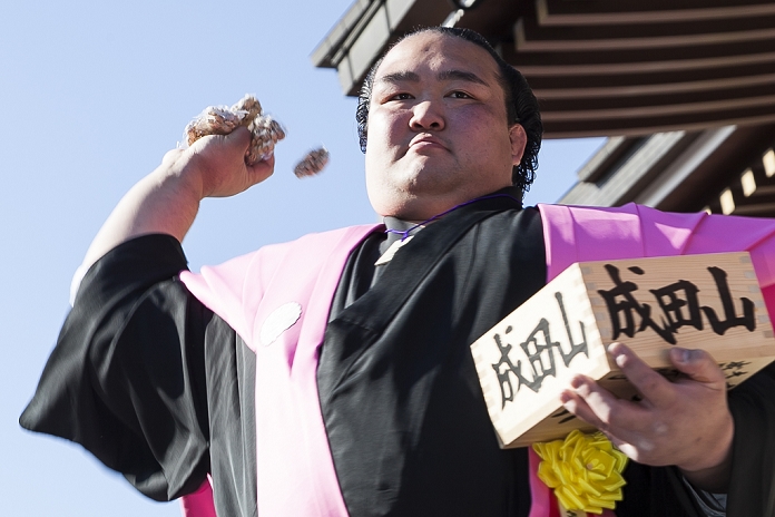  Caution for use Setsubun events in various parts of Japan Annual bean throwing at Shinsho ji Temple Sumo wrestler Ozeki Kisenosato throws beans during a Setsubun festival at Naritasan Shinshoji Temple on February 3, 2016, in Chiba, Japan. Setsubun is an annual Japanese festival celebrated on February 3rd and marks the day before the beginning of Spring. Celebrations involve throwing soybeans  known as mamemaki  out of the house to protect against evil spirits and into the house to invite good fortune. In many Japanese families one member will wear an ogre mask whilst others throw beans at him or her. The celebration at Naritasan Shinshoji Temple is one of the biggest in Japan and organizers this year expect over 50,000 people to attend the event. Each year famous sumo wrestlers and actors are also invited to participate in throwing the beans.  Photo by Rodrigo Reyes Marin AFLO 