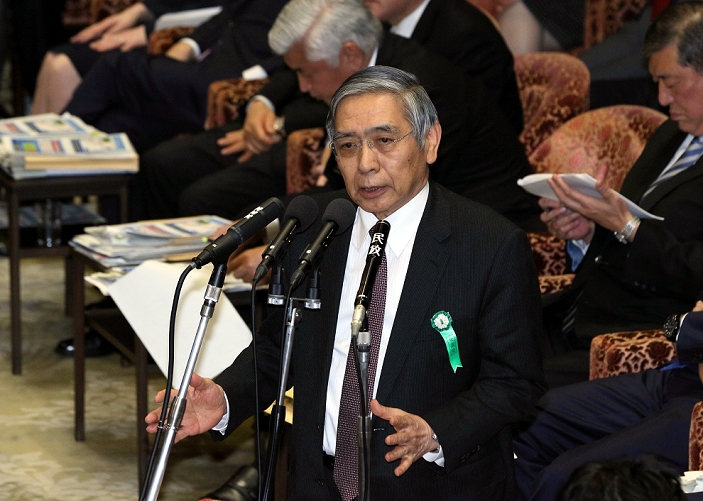 Budget Committee of the House of Representatives Attended by Bank of Japan Governor Kuroda Governor of the Bank of Japan Haruhiko Kuroda  answers question during House of Representatives Budget Committe at the National Diet in Tokyo, Japan on 3 Feb 2016.  Photo by Motoo Naka AFLO 