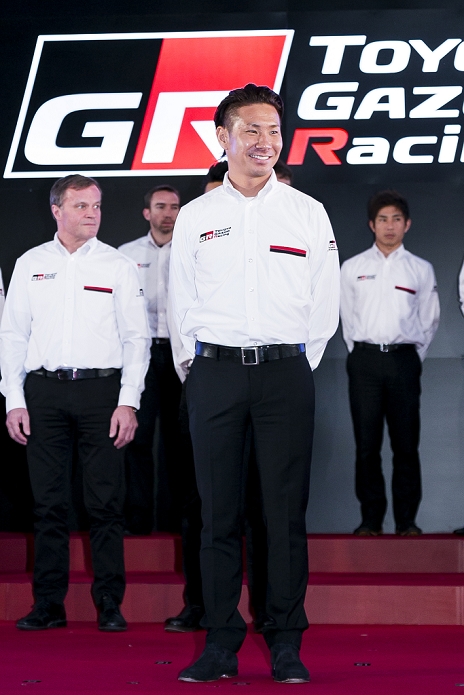 Toyota Announces Racing Activities Kamui Kobayashi to Participate in WEC Racing driver Kamui Kobayashi attends a press conference to announce Toyota GAZOO Racing team s new logo and schedule for 2016 at Toyota City Showcase on February 4, 2016, in Tokyo, Japan. Toyota Senior Managing Officer Kiyotaka Ise presented the team members and vehicles that will participate under a new logo in domestic and international competitions including NASCAR in USA, Dakar Rally in South America, and Super GT and Super Formula in Japan, in 2016. Toyota GAZOO Racing groups together all motorsports activities managed by Toyota Motor Corp.  Photo by Rodrigo Reyes Marin AFLO 